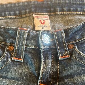 True Religion Men's Indigo Jeans with Contrast Stitching